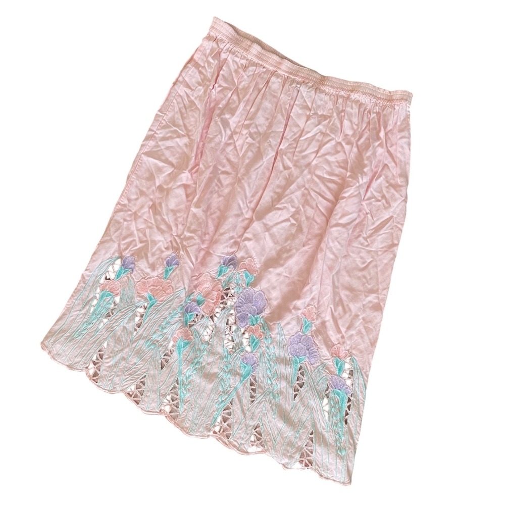 Bali Emerald Skirt Midi Eyelet Lace Blush Pink Pastel Feminine Softcore OS Boho